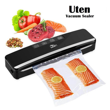Uten Vacuum Food Sealer 5-in-1 Automatic 125W One-Touch Vacuum Food Sealing System Smart Touch Screen, Dry/Wet Vacuum Machine with Cutter - Imported from UK